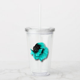 Vaso Acrílico Pescado Betta negro y Verde azulado
