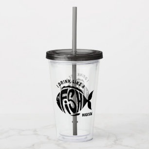 Vaso Acrílico Pescado de nombre personalizado