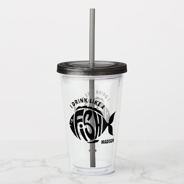 Vaso Acrílico Pescado de nombre personalizado (Anverso)