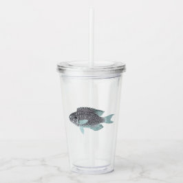 Vaso Acrílico Pescado plateado brillante