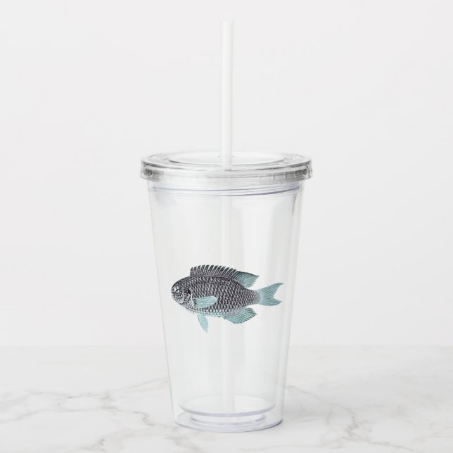 Vaso Acrílico Pescado plateado brillante (Anverso)