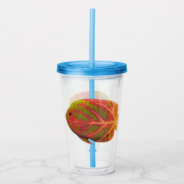 Vaso Acrílico Pescado tropical de hoja de ave 1 (Anverso)