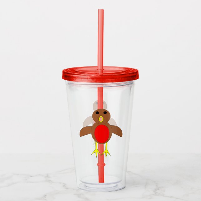 Vaso Acrílico Petirrojo de Navidad (Anverso)