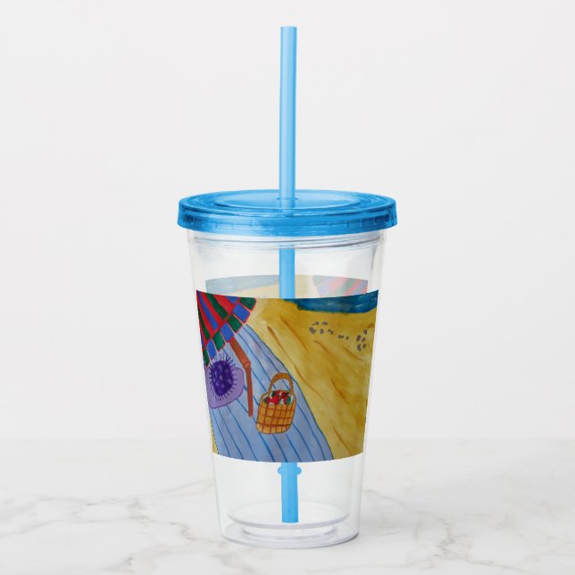 Vaso Acrílico Picnic En La Playa (Anverso)