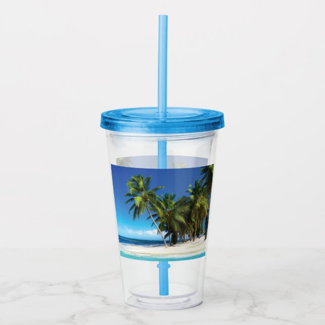 Vaso Acrílico Pilar de tiro de playa exótica (Anverso)