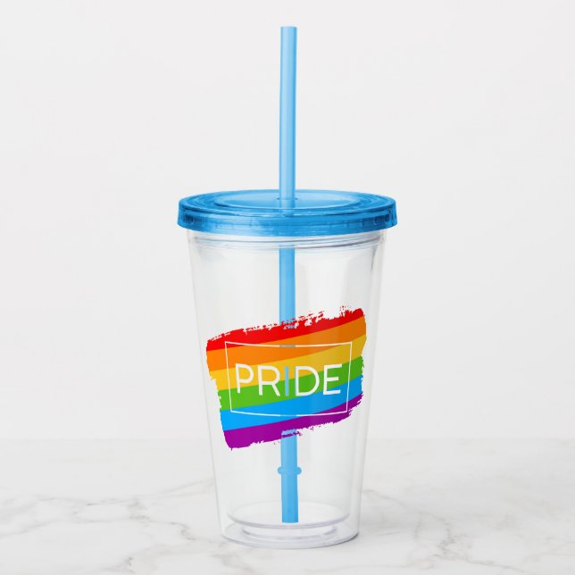 Vaso Acrílico Pincel de orgullo arcoiris (Anverso)