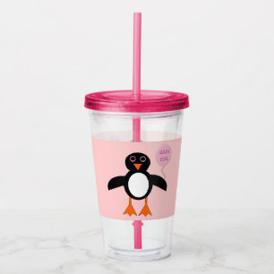 Vaso Acrílico Pingüino Rosa
