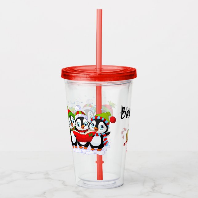 Vaso Acrílico Pingüinos Cantores  (Anverso)