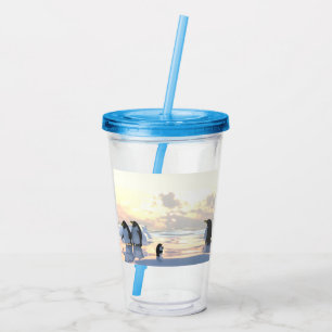 Vaso Acrílico pingüinos relajándose en un témpano de hielo