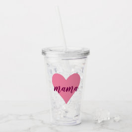 Vaso Acrílico Pink Heart Mama Tumbler - regalo del Día de la Mad