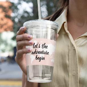 Vaso Acrílico Pink positivo vamos al mapa mundial de aventuras