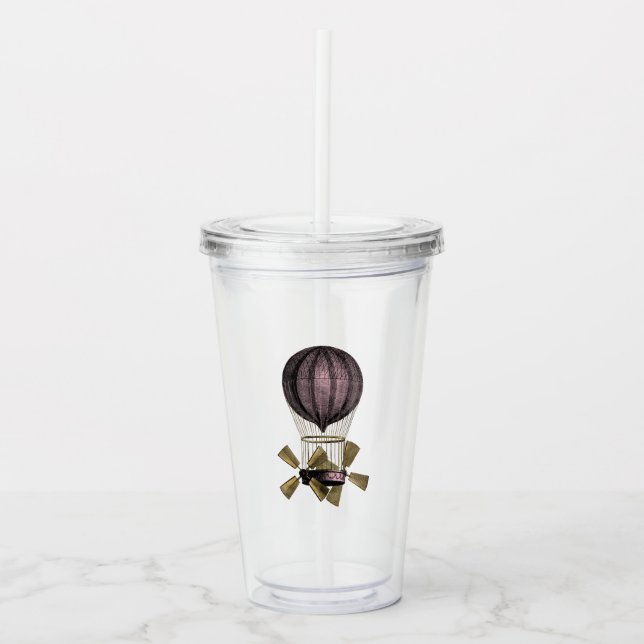 Vaso Acrílico Pink y Gold Steampunk (Anverso)