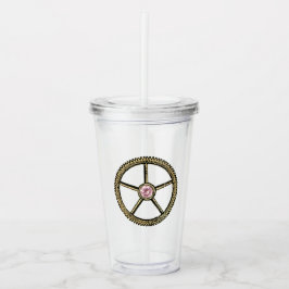 Vaso Acrílico Pink y Gold Steampunk