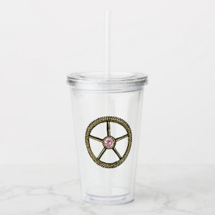 Vaso Acrílico Pink y Gold Steampunk