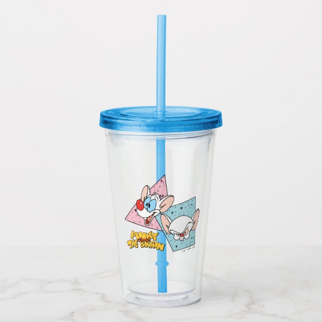 Vaso Acrílico Pinky y el cerebro | Gráficos de caracteres retro (Anverso)