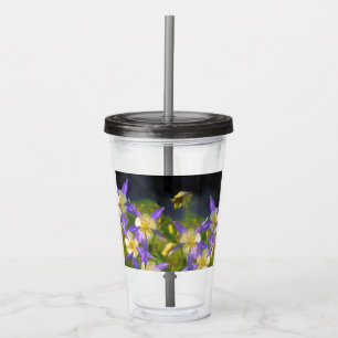 Vaso Acrílico Pintura Colorado Blue Columbine - Arte Original