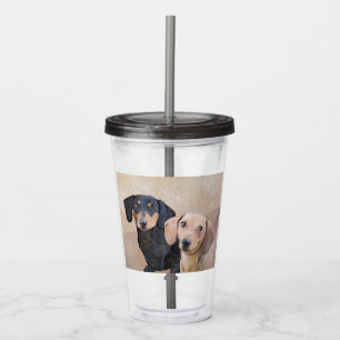Vaso Acrílico Pintura Dachshund (suave) - Arte Perro Original