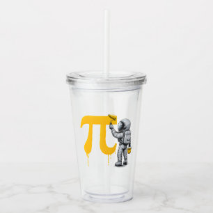 Vaso Acrílico Pintura de astronauta genial símbolo Pi Día Pi