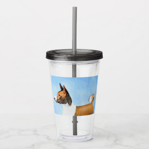 Vaso Acrílico Pintura de Basenji - Arte original muy bonito