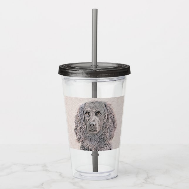 Vaso Acrílico Pintura de Boykin Spaniel - Arte de Perro Original (Anverso)
