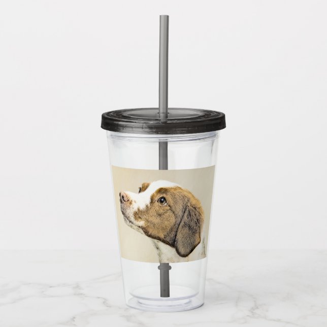 Vaso Acrílico Pintura de Bretaña - Arte de perros original y bon (Anverso)