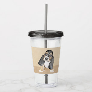 Vaso Acrílico Pintura de cachorro de abeja de Basset - Arte Perr