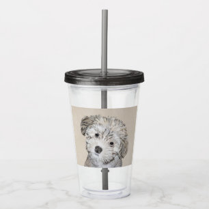 Vaso Acrílico Pintura de cachorro habanesa - Arte de perro origi