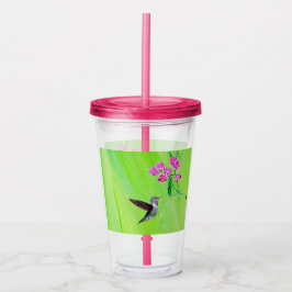 Vaso Acrílico Pintura de colibrí y guisantes dulces