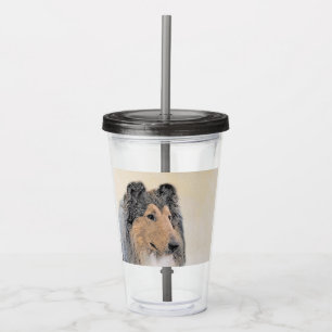 Vaso Acrílico Pintura de Collie (Rough) - Arte de Perro Original