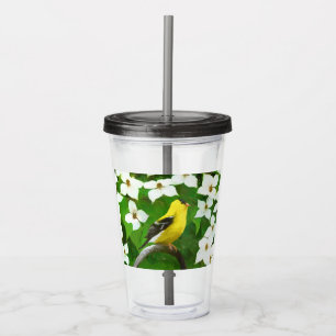 Vaso Acrílico Pintura de Goldfinch - Arte de Perro Original.