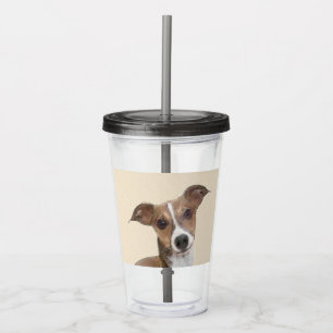 Vaso Acrílico Pintura de Greyhound italiana - Arte Perro Origina