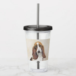 Vaso Acrílico Pintura de hebilla de basset - Arte de perro origi
