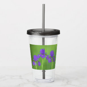 Vaso Acrílico Pintura de iris morado - Arte de flores original