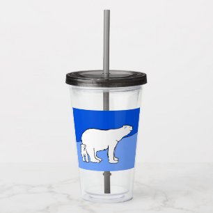 Vaso Acrílico Pintura de oso polar y de cachorro - Arte de vida