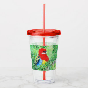 Vaso Acrílico Pintura de pájaro de Rosella