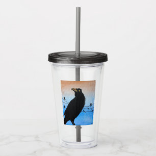 Vaso Acrílico Pintura de pájaro zanate de Austin Texas Naturalez