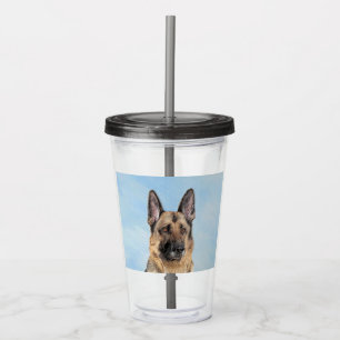 Vaso Acrílico Pintura de pastor alemán - Arte de perro original