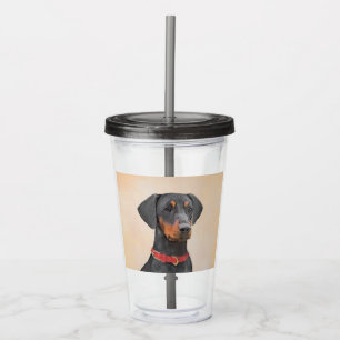 Vaso Acrílico Pintura de Pinscher original de arte animal