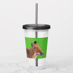Vaso Acrílico Pintura de Red Fox - Arte de vida salvaje original