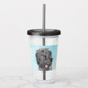 Vaso Acrílico Pintura negra del territorio ruso - Perro original