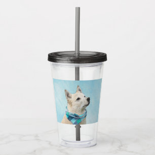 Vaso Acrílico Pintura noruega de Buhund - Arte original de perro