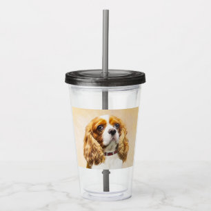 Vaso Acrílico Pintura original de Cavalier King Charles Spaniel