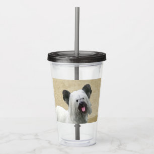 Vaso Acrílico Pintura Skye Terrier - Arte Perro Original.