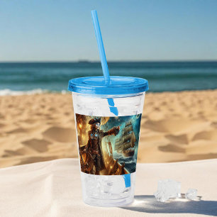 Vaso Acrílico Pirata espacial Steampunk Vintage en el Océano Vic