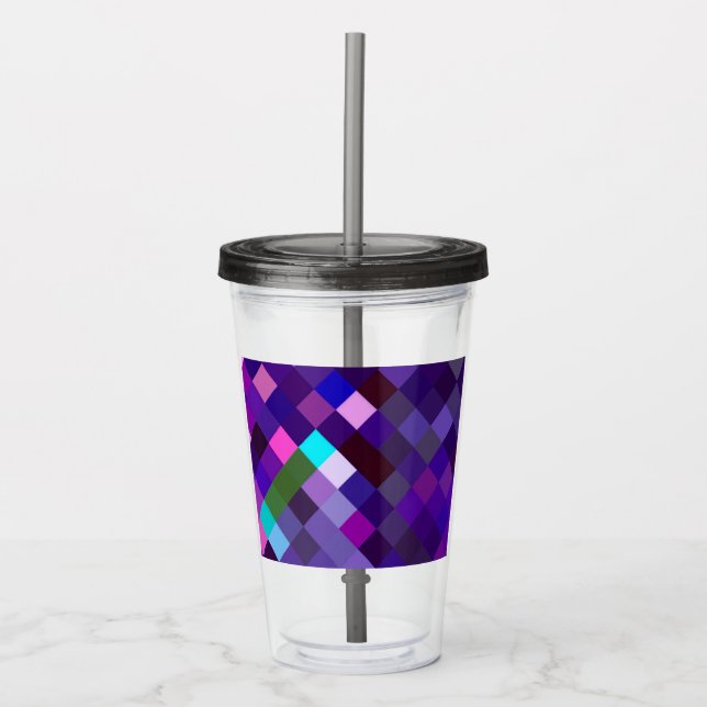 Vaso Acrílico Pixelated Pattern - Purple (Anverso)