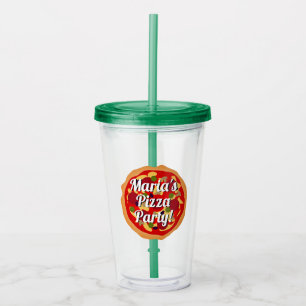 Vaso Acrílico Pizza divertida fiesta color personalizado Acrílic