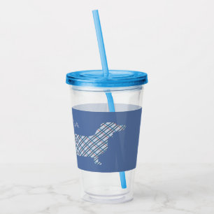 Vaso Acrílico Plaid Dachshund sobre el azul personalizado