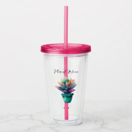 Vaso Acrílico Planta de acuarela colorida para mamá