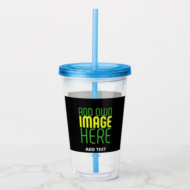 VASO ACRÍLICO PLANTILLA DE TEXTO DE IMAGEN NEGRA SENCILLA EDITAB (Anverso)