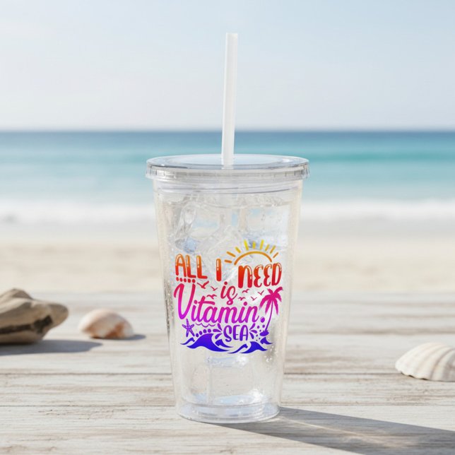 Vaso Acrílico Playa con tema de vitamina mar (Subido por el creador)